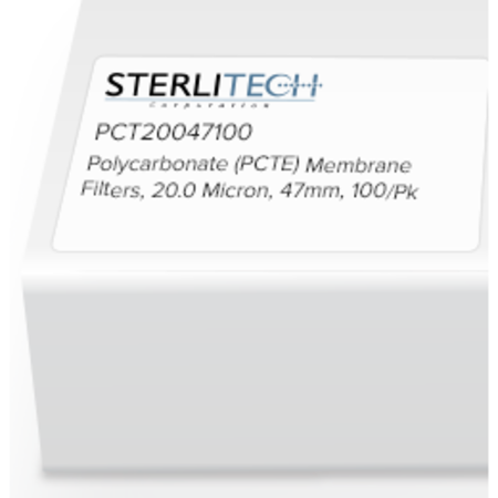 STERLITECH Polycarbonate (PCTE) Membrane Filters, 20.0 Micron, 47mm, PK100 PCT20047100